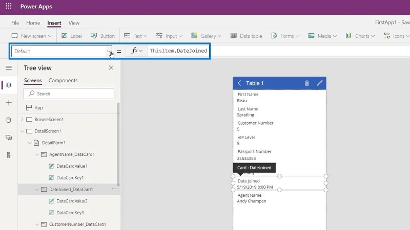 Kad Data PowerApps Dan Tugasan Harta