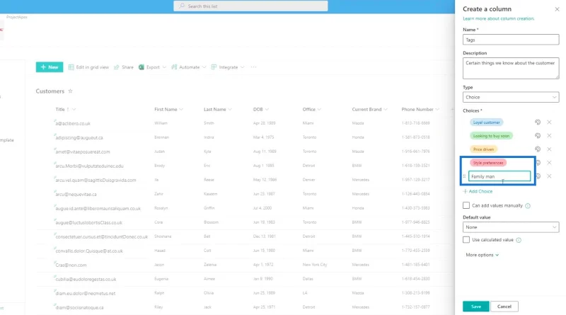 Menambah Medan Pilihan SharePoint Dalam Senarai